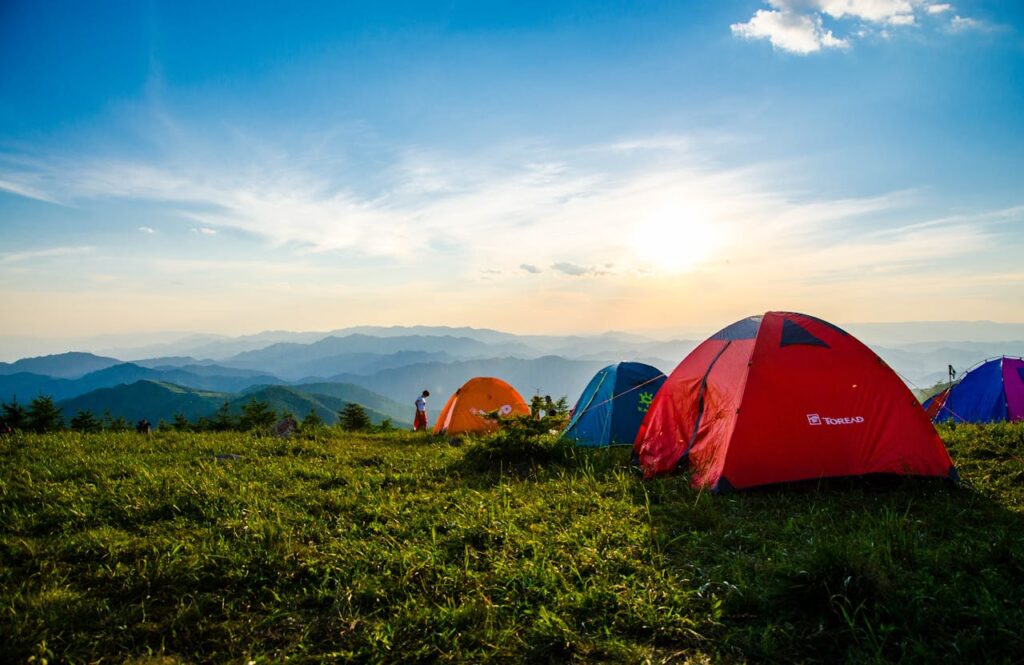 Comparison of dome, cabin, and A-frame tents side by side